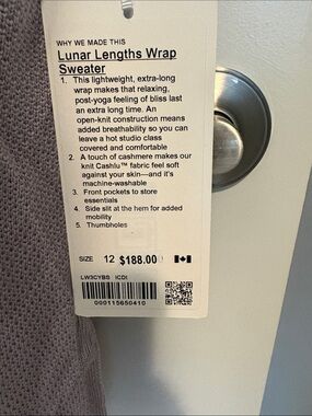 Lululemon Lunar Lengths Wrap Sweater - Light Lavender